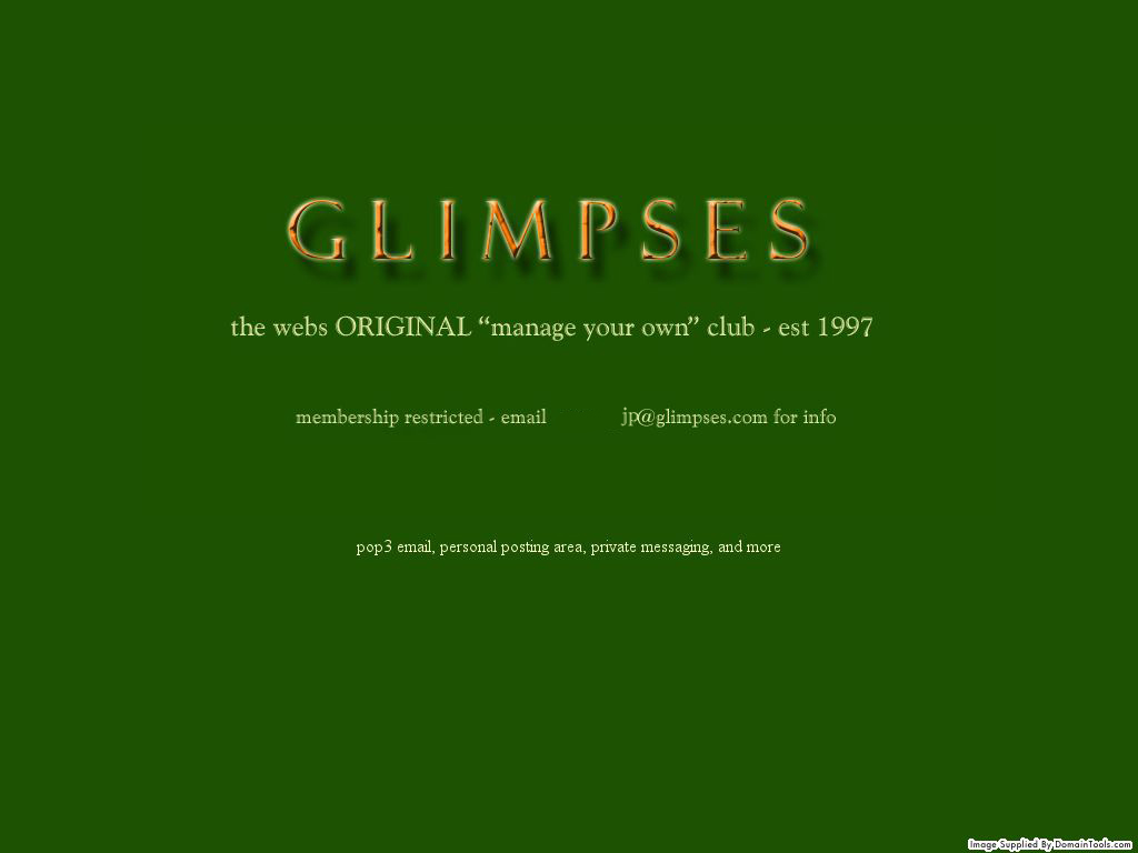 GLIMPSES the original web clubsite